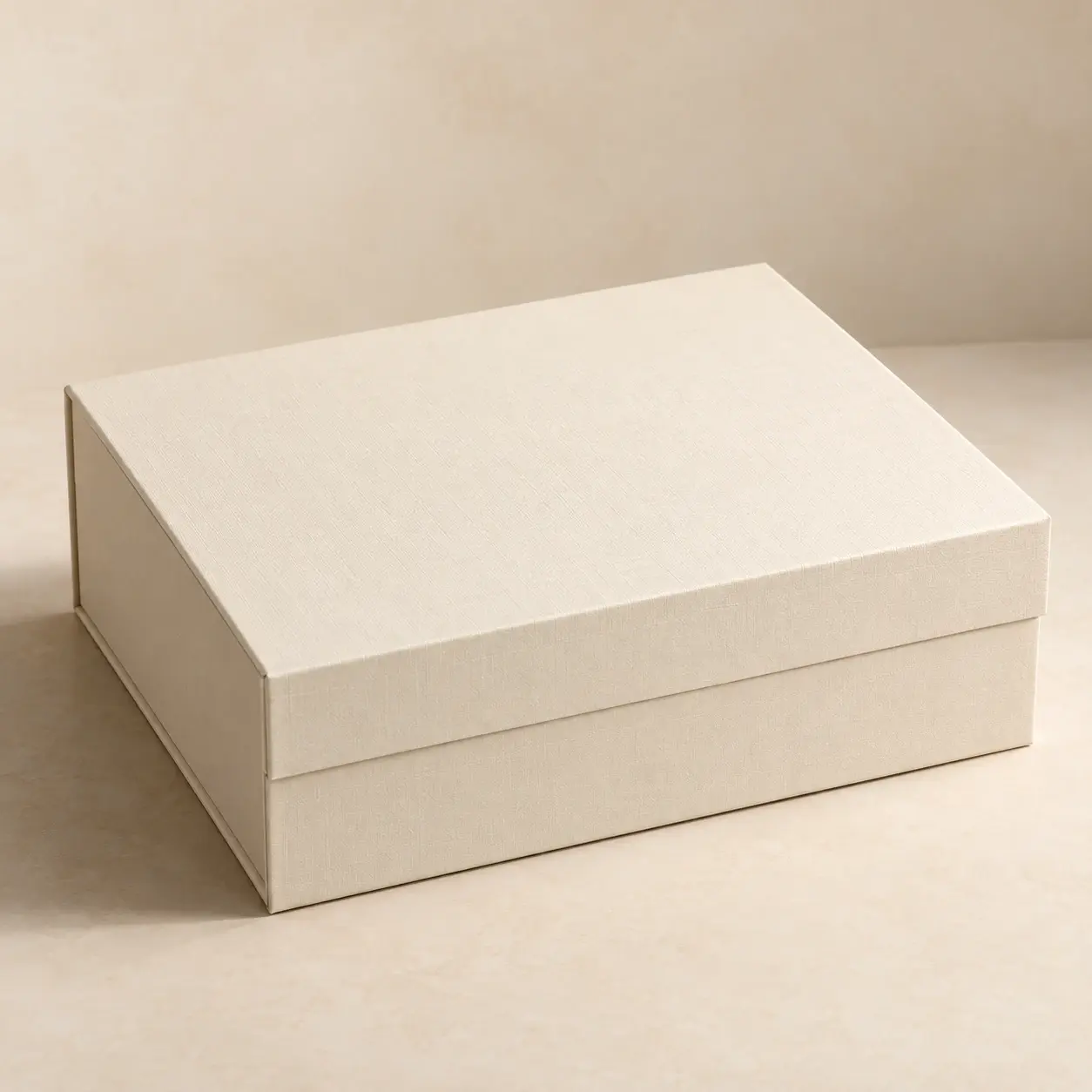 Ivory textured Signature magnetic gift box, shown closed